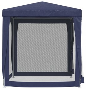 kék HDPE rendezvénysátor 4 hálós oldalfallal 2 x 2 m
