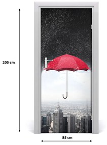 Ajtóposzter öntapadós Umbrella a város felett 95x205 cm