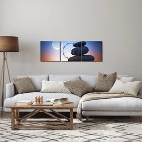 Egymásra halmozott kövek képe (órával) (90x30 cm)
