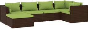 vidaXL 6 részes barna polyrattan kerti ülőgarnitúra párnákkal