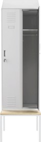 Fém öltözőszekrény paddal és tetővel KACPER II PRO, 600 x 2295 x 850 mm, szürke
