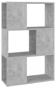 betonszürke szerelt fa térelválasztó könyvszekrény 60x24x94 cm
