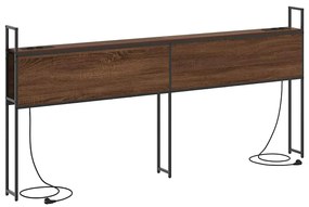 Tárolós Fejtámla Töltő Állomással barna tölgy 200 cm Faanyag