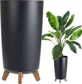 Virágtartó, kaspó Slim magas fedő Antracit pálmafa lábakkal