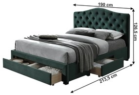 Franciaágy 180 cm Kelpea (ágyráccsal) (smaragd). 1021286