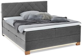 Szürke ágyneműtartós boxspring ágy 180x200 cm Messina – Meise Möbel