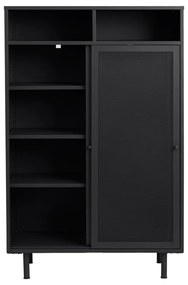 Fekete fém szekrény tolóajtóval 90x140x40 cm Veep – Unique Furniture