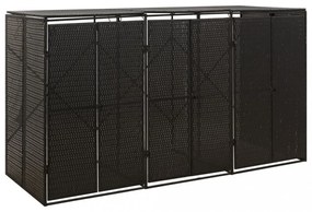 fekete polyrattan hármas kerekeskuka tárolófészer 207x80x117 cm