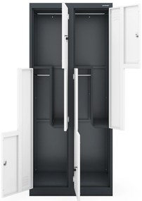 „L” típusú fémszekrény JULIA, 800 x 1850 x 450 mm, antracit-fehér