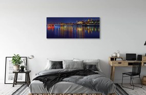 Canvas képek Varsó város éjszaka folyó híd 120x60 cm