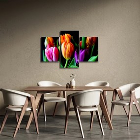 Tulipánok képe fekete alapon (90x60 cm)