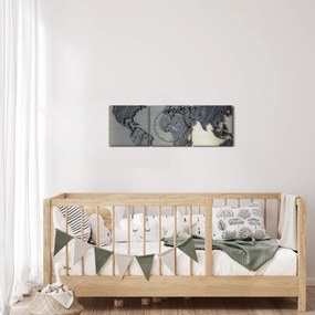 Kép - Világtérkép kő textúra (órával) (90x30 cm)