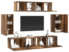 TV szekrény garnitúra 6 pcs Régi fa 80 x 30 x 30 cm Faanyag