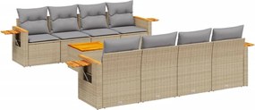 vidaXL 9 részes bézs polyrattan kerti ülőgarnitúra párnákkal