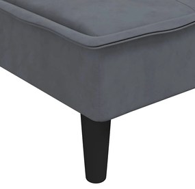 vidaXL sötétszürke L-alakú bársony kanapéágy 255x140x70 cm