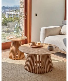 Irune teakfa dohányzóasztal, ⌀ 80 cm - Kave Home