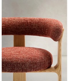 Natúr színű-terrakotta színű kőrisfa karfás étkezőfotel Granite – Kave Home