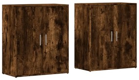 2 db füstös tölgy színű szerelt fa tálalószekrény 60x31x70 cm
