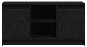 TV Szekrény LED Fénytartalmazó Fekete Rackkel, 100x34x50 cm, Műmászott Fából készült