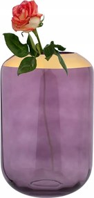 Aurora színes virágos dekoratív üveg váza 24 cm lila