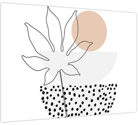 Üveg kép - Vonal művészet virágok N⁰3 (70x50 cm)