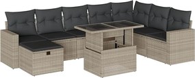 vidaXL 9 részes világosszürke polyrattan kerti ülőgarnitúra párnával