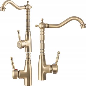 Konyhai mosogató csaptelep egykaros álló csaptelep Retro Brushed gold