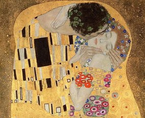Gustav Klimt - Festmény reprodukció A csók, (40 x 35 cm)