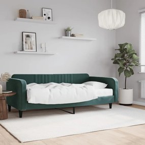 sötétzöld bársony heverő matraccal 100 x 200 cm