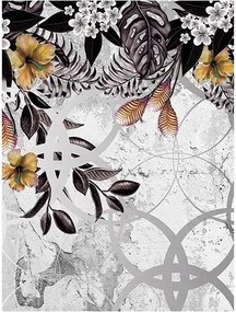 Fotótapéta virágok levelek beton fal 206 x