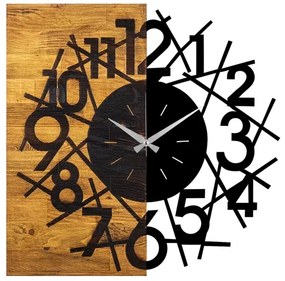 Fali óra 59x58 cm, 1xAA, fa/fém