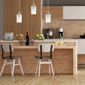 Csillár zsinóron MADERA 1xE27/60W/230V fehér/fa