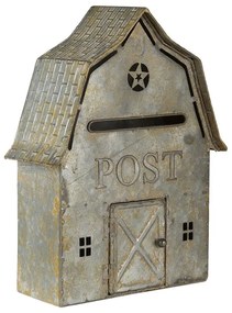 Vintage fém postaláda házikó szürke Post