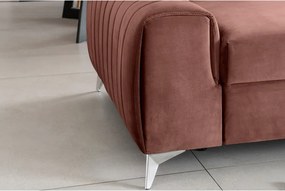 Rózsaszín bársony kinyitható kanapé 261 cm Laurence – ELTAP