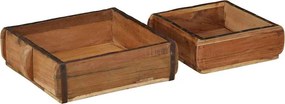 vidaXL Tálca 2 pcs Barna 29 x 31 x 10 cm Szilárd Újrahasznosított Fa