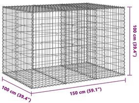 horganyzott vas gabion kosár fedéllel 150 x 100 x 100 cm