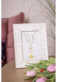 Antik fehér vintage képkeret rózsás 10x15 cm