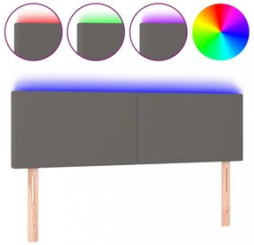 szürke műbőr LED-es fejtámla 144 x 5 x 78/88 cm