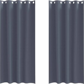 vidaXL Fekete Függöny Gyűrűkkel 2 pcs Antracit 225 x 140 cm Poliészter
