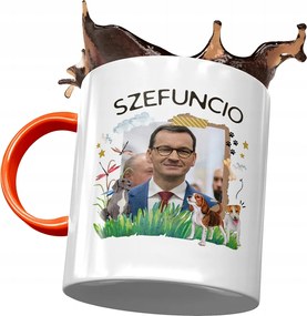 Narancssárga bögre Mateusz Morawiecki Ajándék Nyomtatott Fotóval