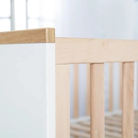 Fehér-natúr színű bükkfa babaágy 70x140 cm Finn – Roba