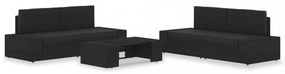 5 részes fekete polyrattan kerti ülőgarnitúra