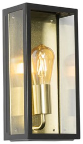 Ipari kültéri fali lámpa fekete, arannyal IP44 - Rotterdam