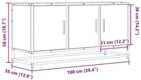 szürke sonoma színű szerelt fa és fém TV-szekrény 100x35x50 cm
