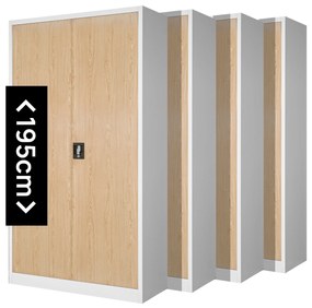 Set 4x fém iratszekrény JAN H, 900 x 1950 x 400 mm, Eco Design: fehér/ sonoma tölgy