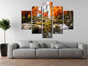 Gario Órás falikép őszi vízesés - 5 részes Méret: 150 x 70 cm