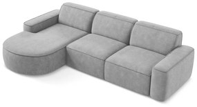 Világosszürke zsenília sarokkanapé (bal oldali-heverő résszel) Omao – Makamii