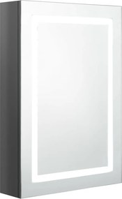 vidaXL fényes szürke LED-es tükrös fürdőszobaszekrény 50 x 13 x 70 cm