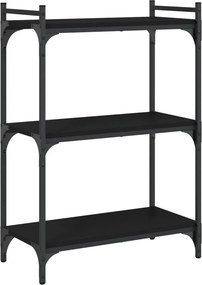 vidaXL 3 szintes fekete szerelt fa könyvespolc 60x30x86 cm