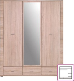 Tükrös szekrény typ 2, sonoma tölgy, GRAND